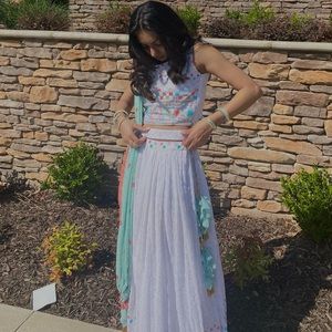 White georgette lehenga